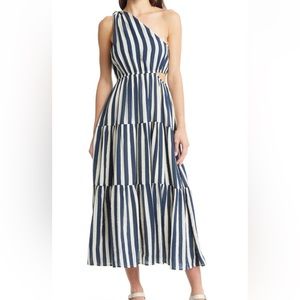 Moon River cut out stripe one shoulder dress